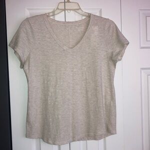 Eileen Fisher Organic Cotton V-neck Tee Size Medium Color Natural